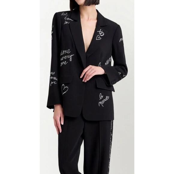 Cinq A Sept Cindie Embellished Black Blazer Jacket Womens Size 6 - Picture 3 of 11